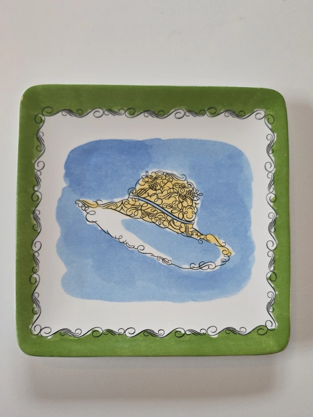 Pier 1 Imports Plate Ceramic Dolomite Fashion Themed Square Plate - Hat